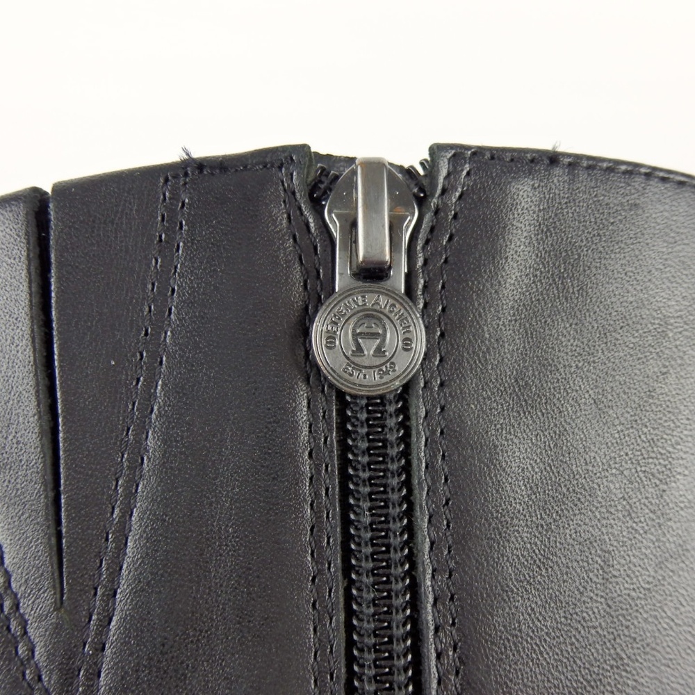 Etienne Aigner black leather riding knee high boots - Picture 3 of 8